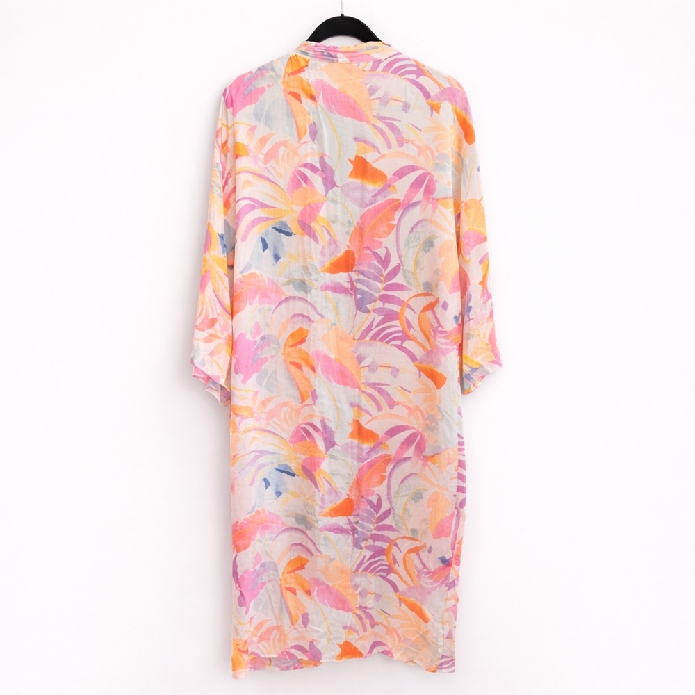 Z SUPPLY Tropical Print Long Kimono Duster Cardigan Multicolor | Size Medium - Picture 4 of 6